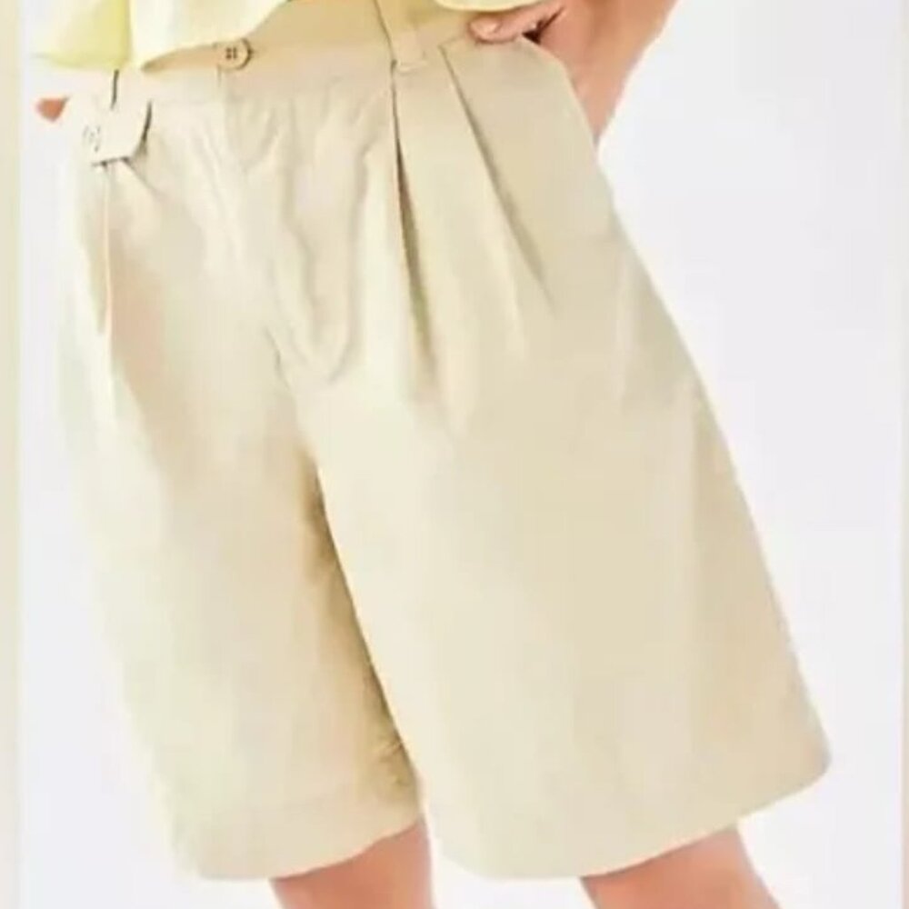 Free People High Street Brown Rice Trouser Shorts Sz 4 New Cotton/Linen - Picture 1 of 15